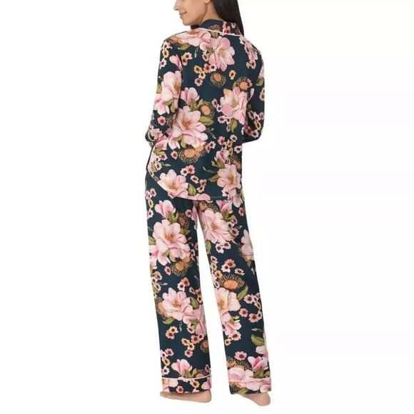 Room Service Women's XXL Stretch Jersey Knit 2pc Collared Pajama Set Floral NWT - Picture 4 of 11